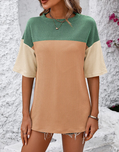 Load image into Gallery viewer, Mandy Color Block Round Neck Half Sleeve T-Shirt
