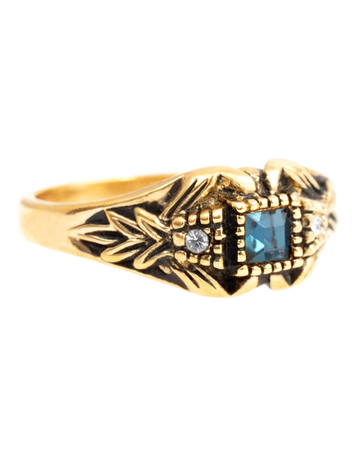 Load image into Gallery viewer, Vintage 1980's Ring Austrian Crystal 18k Antique YellwoWhite Gold Electroplated Made in the USA by PVD Vintage Jewelry
