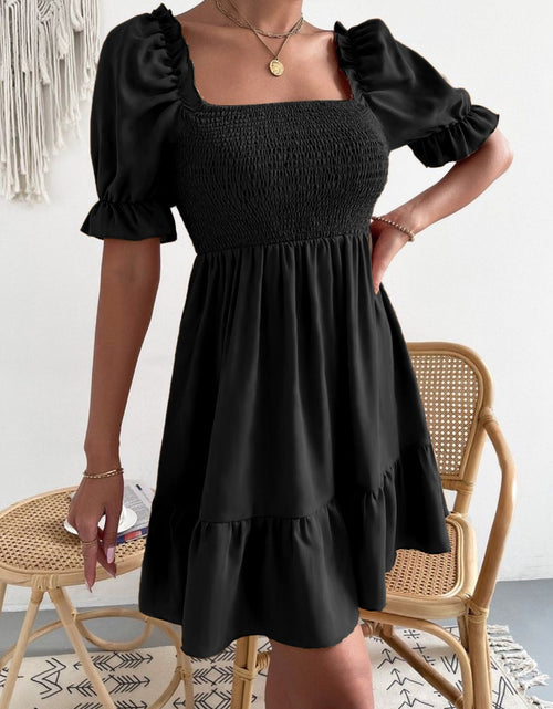 Load image into Gallery viewer, Smocked Square Neck Short Sleeve Dress
