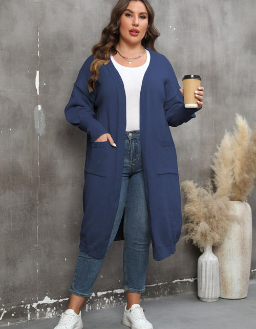 Load image into Gallery viewer, Plus Size Long Sleeve Pocketed Cardigan
