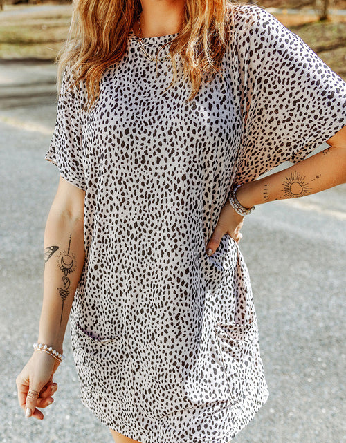 Load image into Gallery viewer, Animal Print Round Neck Tunic Tee with Pockets
