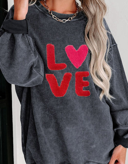Load image into Gallery viewer, Valentine’s Day LOVE Round Neck Long Sleeve Sweatshirt
