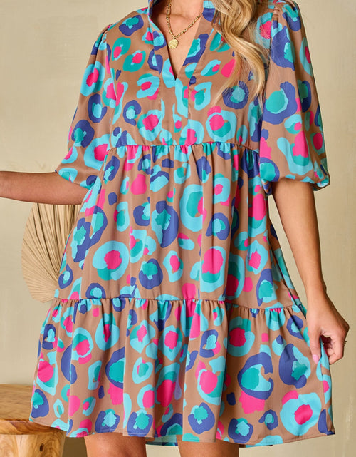 Load image into Gallery viewer, Notched Balloon Sleeve Mini Dress
