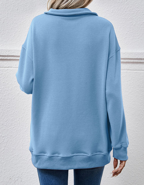 Load image into Gallery viewer, Collared Neck Dropped Shoulder Sweatshirt
