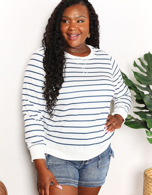 Load image into Gallery viewer, Double Take Striped Long Sleeve Round Neck Top
