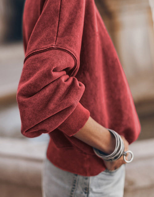 Load image into Gallery viewer, Mock Neck Dropped Shoulder Sweatshirt
