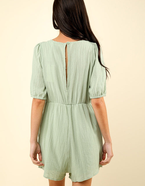 Load image into Gallery viewer, VERY J Lace Detail Puff Sleeve Romper with Pockets
