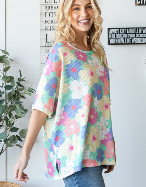 Load image into Gallery viewer, HOPELY Floral Waffle Oversized T-Shirt

