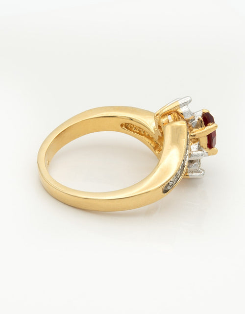 Load image into Gallery viewer, Vintage 1980s Ring Zirconia with Clear Austrian Crystals 18k Yellow Gold Electroplated by PVD Vintage Jewelry
