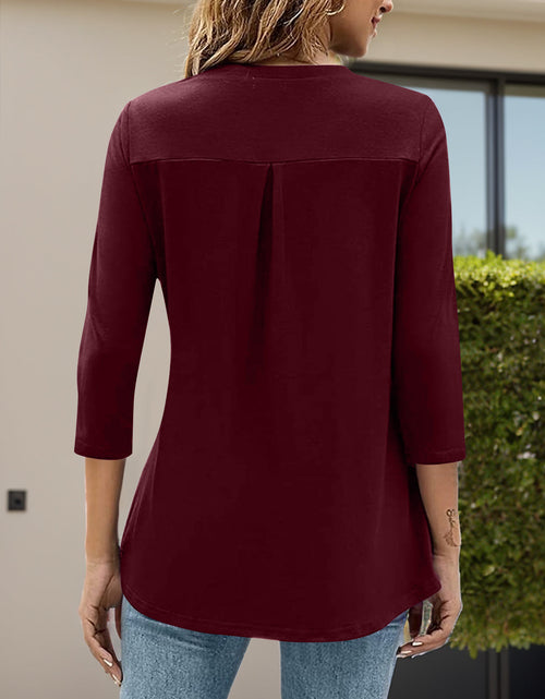 Load image into Gallery viewer, Notched Three-Quarter Sleeve T-Shirt
