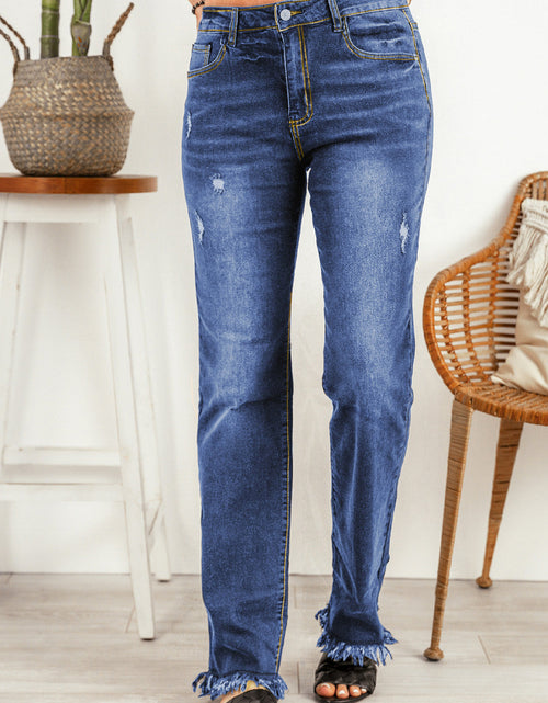 Load image into Gallery viewer, Ripped Frayed Hem Jeans
