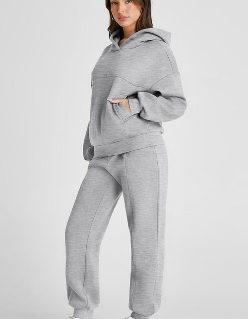 Load image into Gallery viewer, Dropped Shoulder Long Sleeve Hoodie and Pants Active Set
