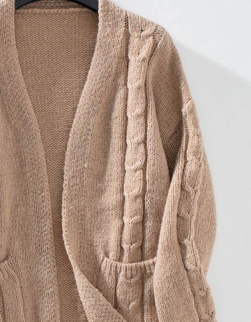 Load image into Gallery viewer, Cable-Knit Open Front Long Sleeve Cardigan
