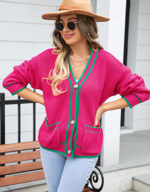 Load image into Gallery viewer, Angel Wings Waffle Knit V-Neck Cardigan with Pocket
