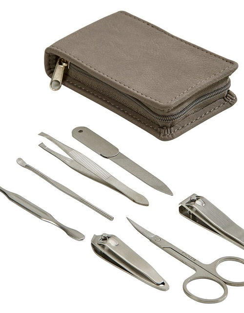 Load image into Gallery viewer, Leatherette Manicure Set, Grey 4.25" X 2.5" by Creative Gifts
