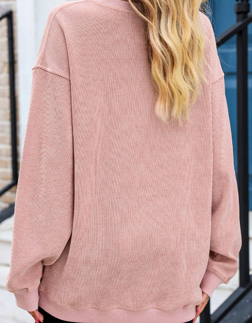Load image into Gallery viewer, Heart Round Neck Dropped Shoulder Sweatshirt
