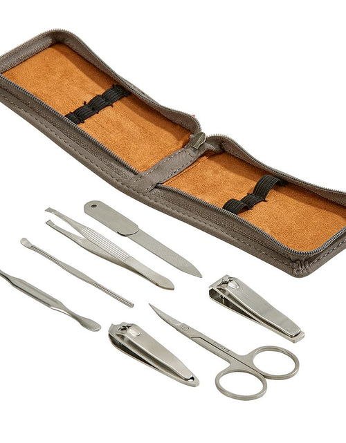 Load image into Gallery viewer, Leatherette Manicure Set, Grey 4.25" X 2.5" by Creative Gifts
