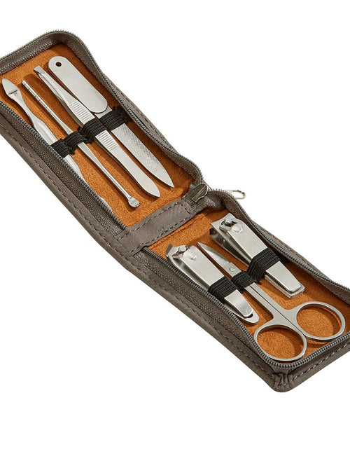 Load image into Gallery viewer, Leatherette Manicure Set, Grey 4.25" X 2.5" by Creative Gifts

