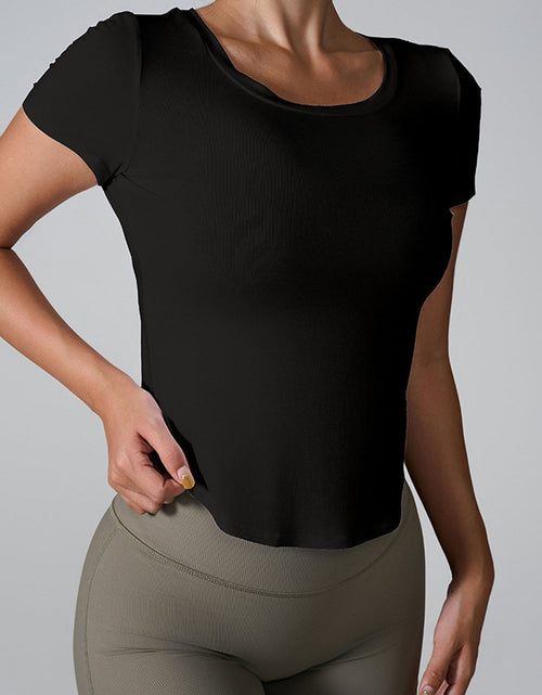 Load image into Gallery viewer, Cutout Round Neck Short Sleeve Active T-Shirt
