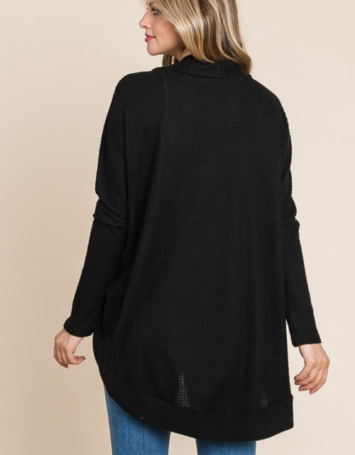 Load image into Gallery viewer, BOMBOM Open Front Waffle Knit Cocoon Cardigan
