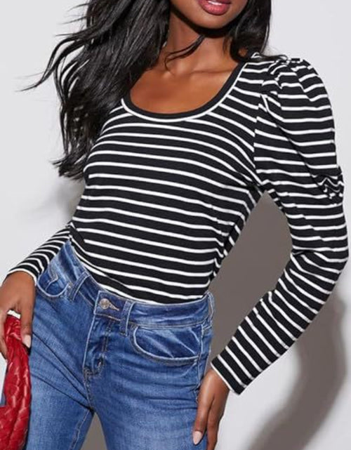 Load image into Gallery viewer, Striped Round Neck Long Sleeve T-Shirt
