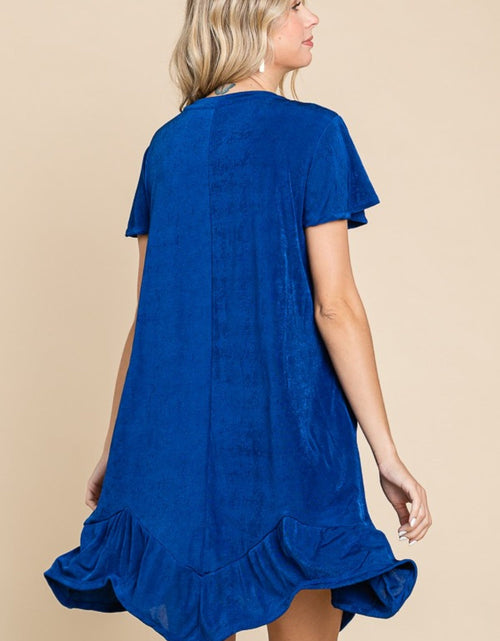 Load image into Gallery viewer, Culture Code Full Size Short Sleeve Ruffled Asymmetric Hem Dress
