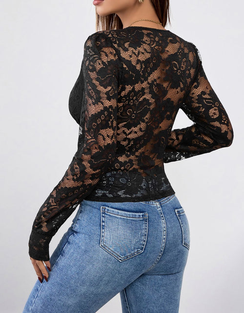 Load image into Gallery viewer, Perfee V-Neck Long Sleeve Lace Top
