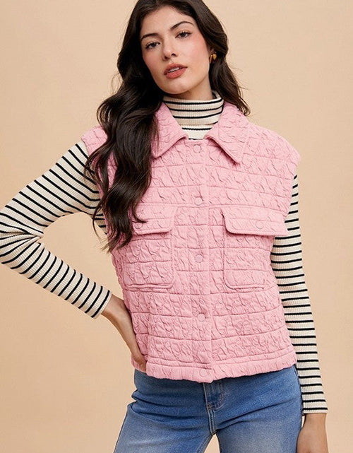 Load image into Gallery viewer, Annie Wear Texture Quilted Snap Down Vest Coat
