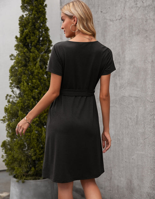 Load image into Gallery viewer, Ivy Lane Tied Notched Short Sleeve Dress
