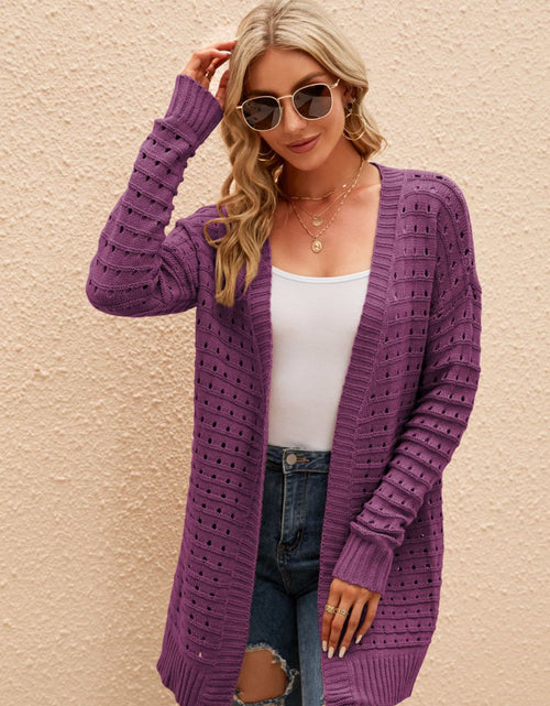 Load image into Gallery viewer, Openwork Horizontal Ribbing Open Front Cardigan
