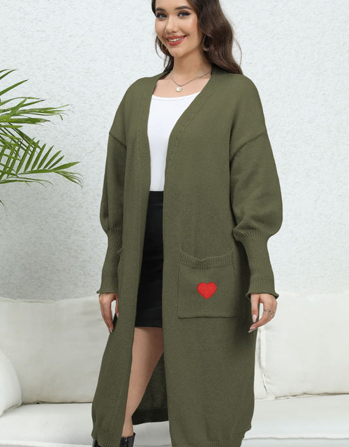 Load image into Gallery viewer, Lantern Sleeve Open Front Pocketed Cardigan

