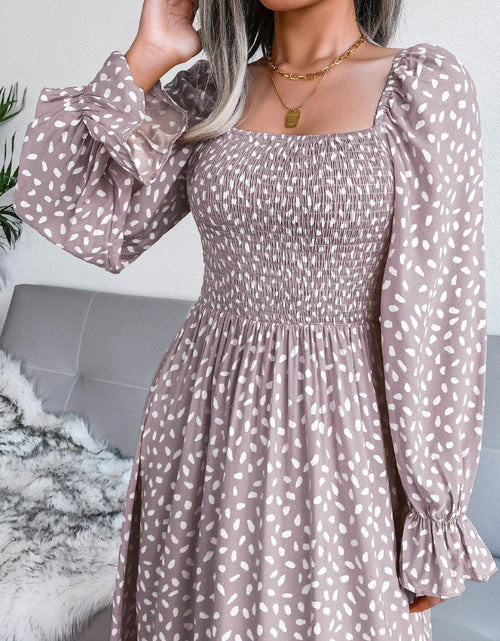 Load image into Gallery viewer, Smocked Square Neck Flounce Sleeve Dress
