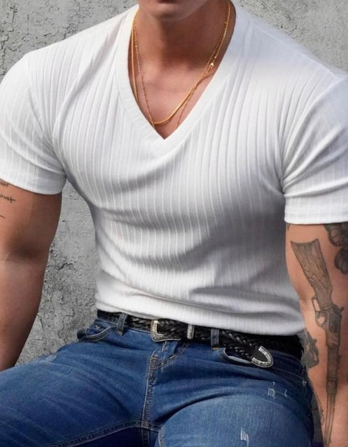 Load image into Gallery viewer, Men's Plus Size V-Neck Short Sleeve T-Shirt
