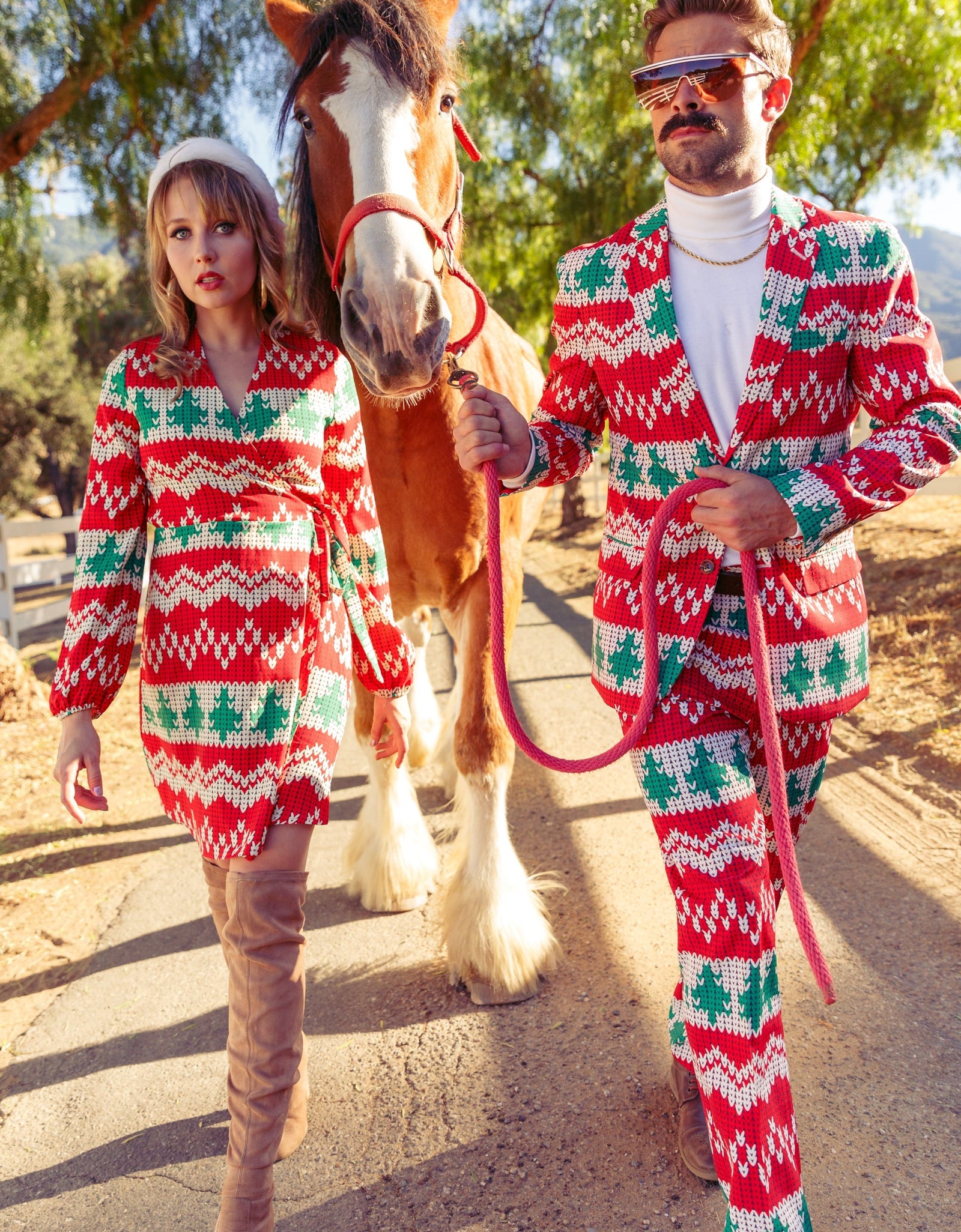 The Red Ryder | Knit Print Christmas Wrap Dress by Shinesty