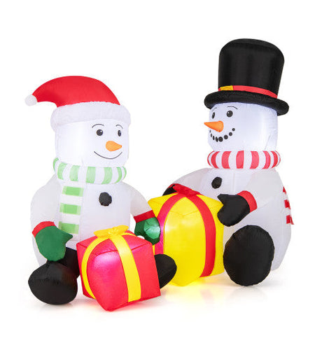 5 Feet 2 Cute Blow-up Snowman Christmas Inflatables with Gift Boxes