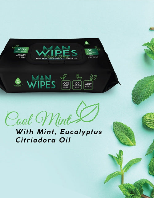 Load image into Gallery viewer, 12 Pack of Flushable Man Wipes (1200 Mint Scented Wipes) by Pursonic
