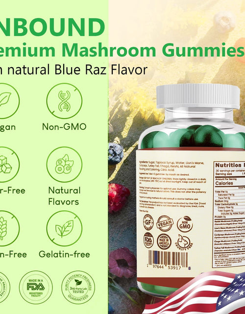 Load image into Gallery viewer, Premium Organic Mushroom Multi-Complex Gummies 5 in 1, Chaga, Lion's Mane, Reishi, Turkey Tail, Maitake by Live Unbound

