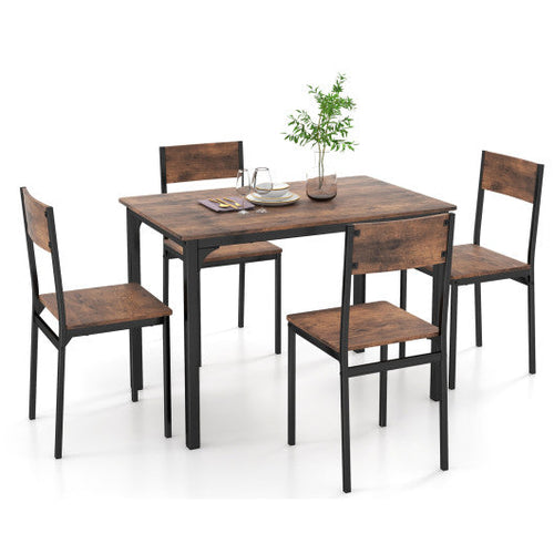 Load image into Gallery viewer, 5 Piece Dining Table Set Industrial Style Kitchen Table and Chairs for 4-Rustic Brown
