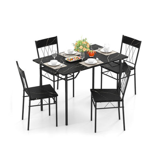 Load image into Gallery viewer, 5-Piece Dining Table Set for 4 with Kitchen Table and 4 Dining Chairs-Black
