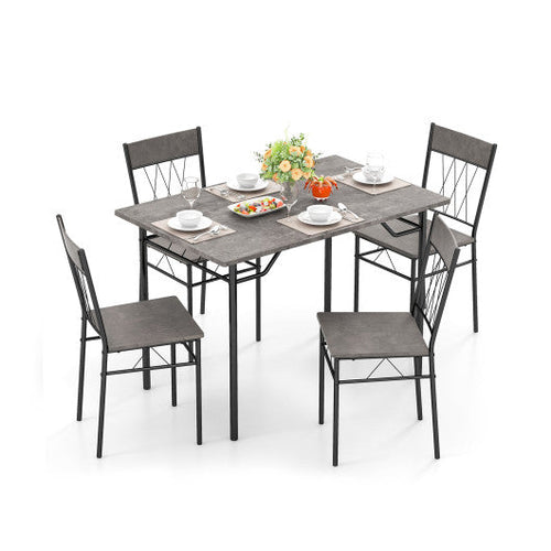 Load image into Gallery viewer, 5-Piece Dining Table Set for 4 with Kitchen Table and 4 Dining Chairs-Gray
