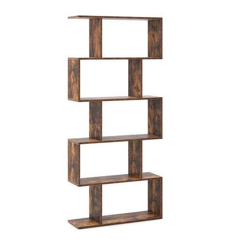 Load image into Gallery viewer, 5-Tier Bookshelf with Anti-Toppling Device for Living Room Home Office-Rustic Brown
