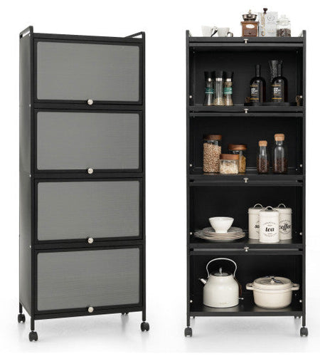 5-Tier Kitchen Baker's Rack with Flip-up PC Doors-Black