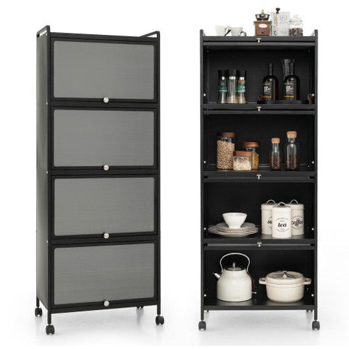 Load image into Gallery viewer, 5-Tier Kitchen Baker's Rack with Flip-up PC Doors-Black
