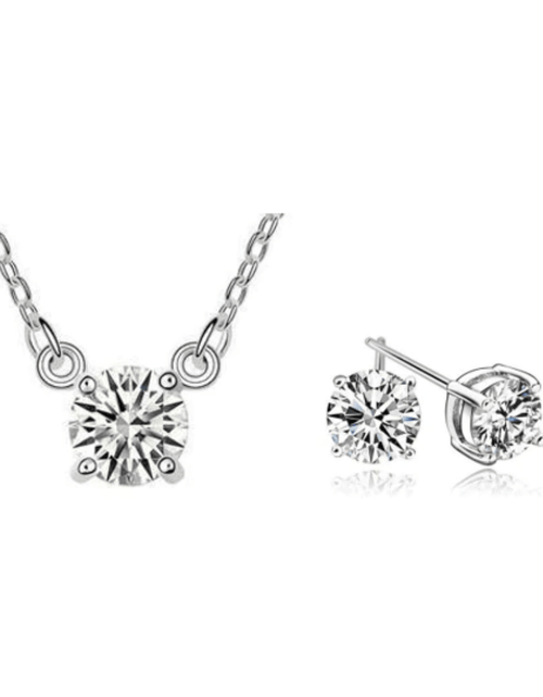 Load image into Gallery viewer, White Gold Cubic Zirconia Necklace and Earring Set for Women by Hollywood Sensation®
