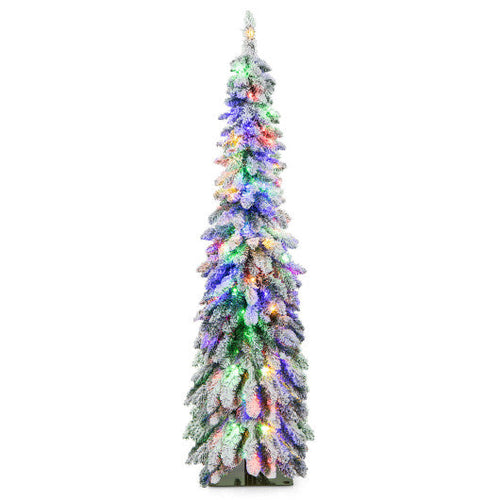 Load image into Gallery viewer, 4/5/6 Feet Pre-Lit Artificial Christmas Tree Snow-Flocked Slim Pencil Xmas Decor-5 ft
