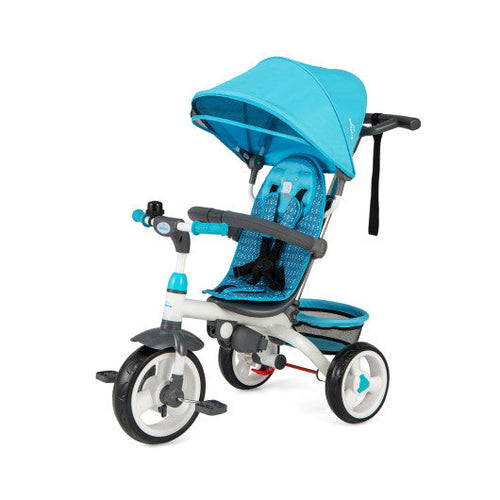 Load image into Gallery viewer, 5-in-1 Detachable Baby Stroller Tricycle with Round Canopy-Blue
