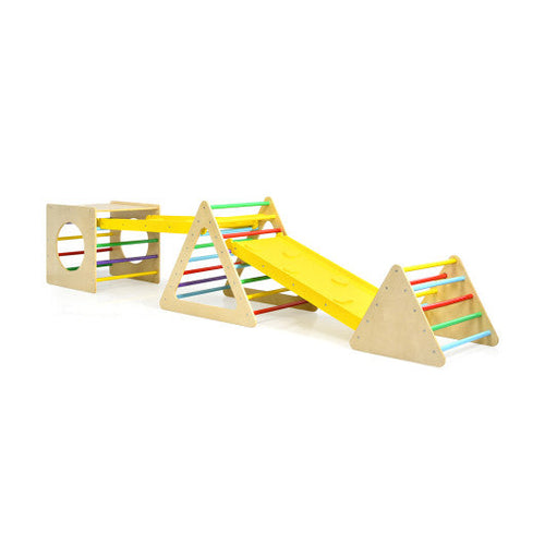 Load image into Gallery viewer, 5 in 1 Kids Triangle Climber Play Gym Set with 2 Ramps
