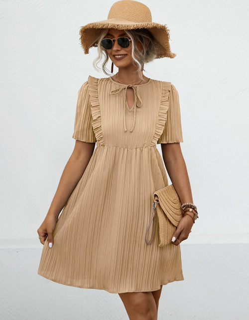 Load image into Gallery viewer, Tie Neck Short Sleeve Mini Dress

