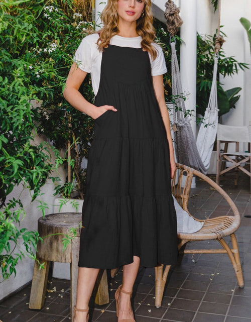 Load image into Gallery viewer, ODDI Full Size Sleeveless Tiered Midi Dress
