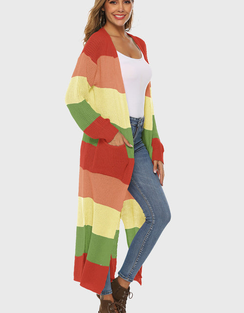 Load image into Gallery viewer, Color Block Long Sleeve Pocketed Cardigan
